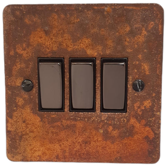 Flat Rust 3 Gang 2 Way Switch