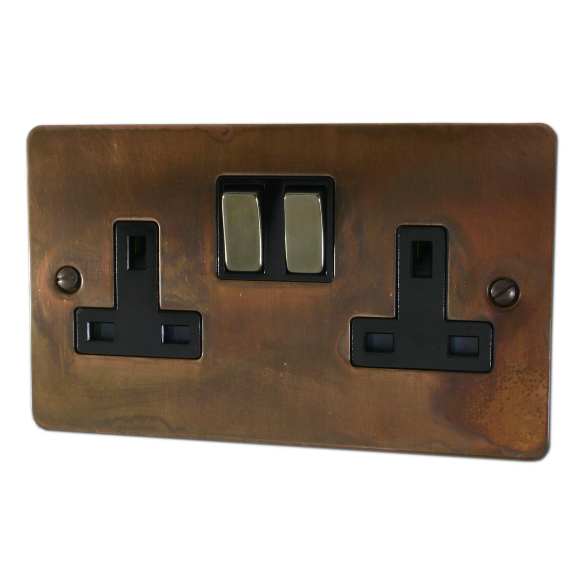 Flat  Tarnished Copper  2 Gang Socket