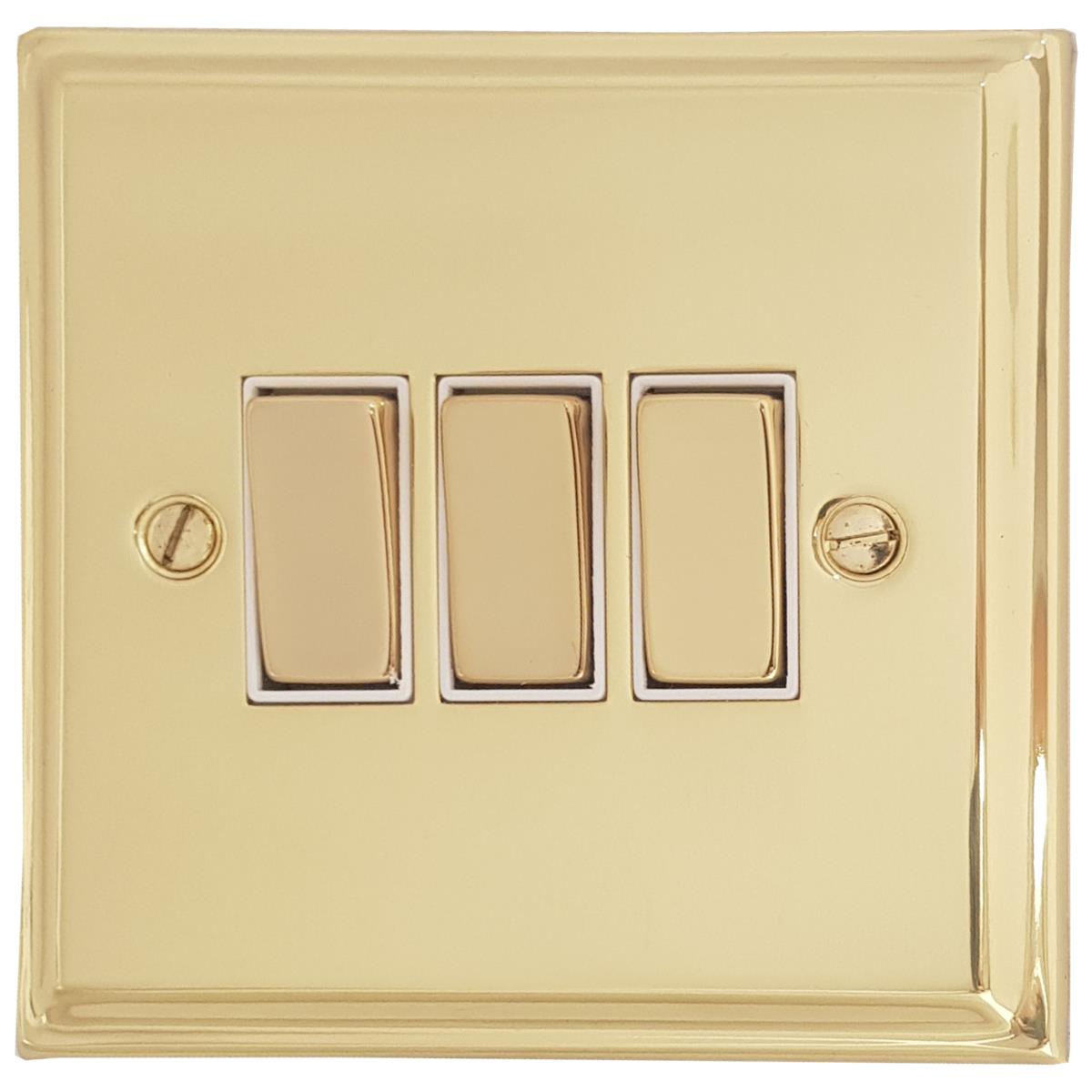 Deco Polished Brass 3 Gang 2 Way Switch