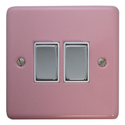 Contour Pink 2 Gang 2 Way Switch