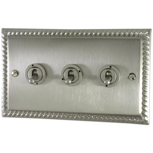 Monarch Satin Nickel 3 Gang Grid Toggle Plate