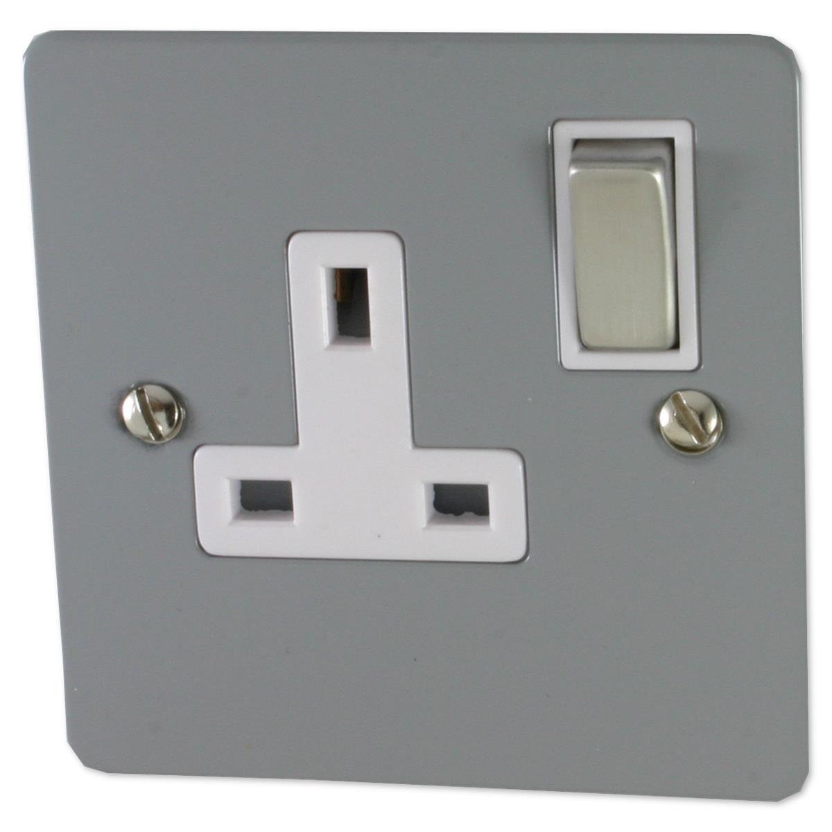 Flat Light Grey 1 Gang Switched Socket