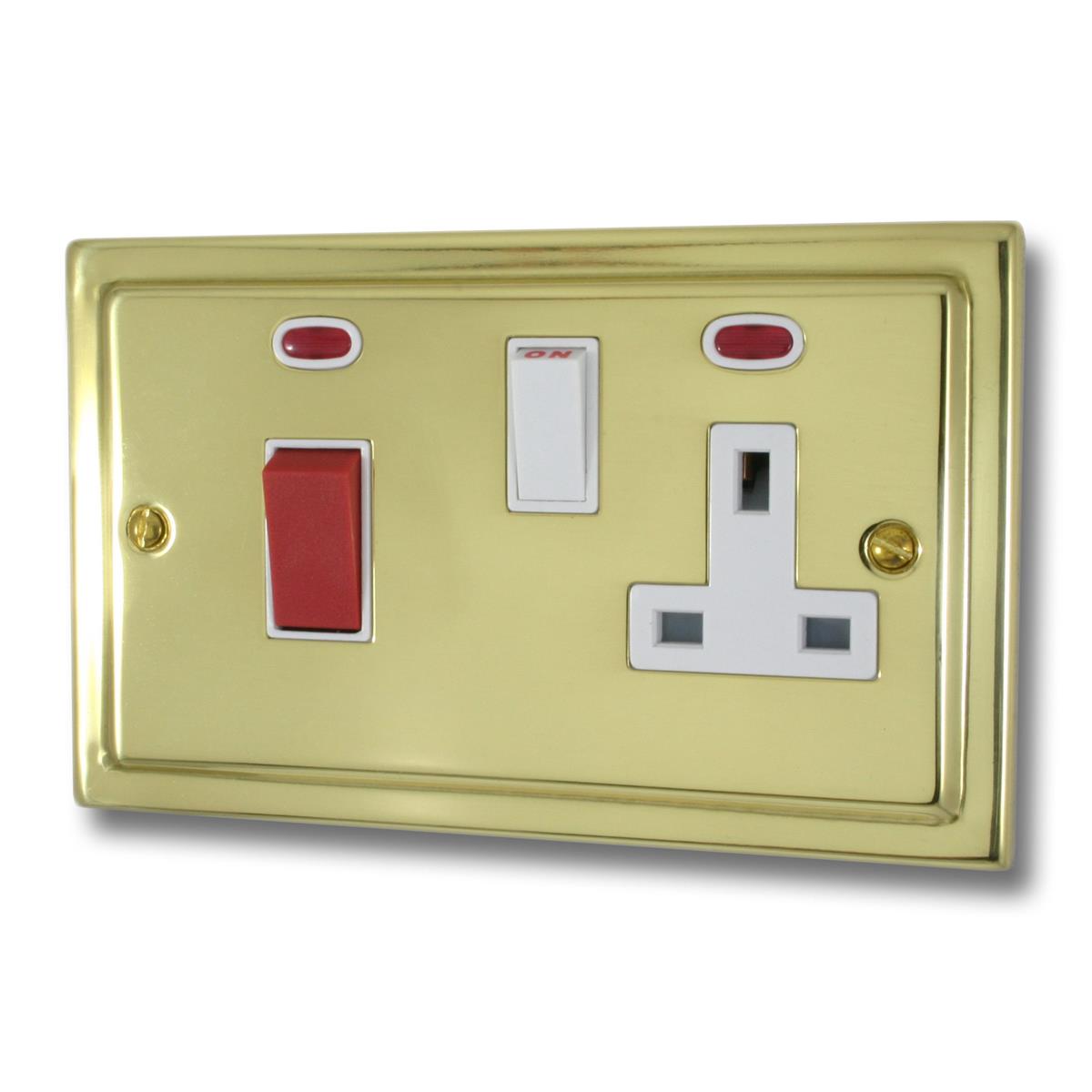 Trimline Polished Brass 45 Amp Switch & Socket