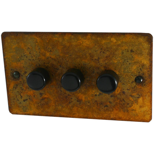 Flat Rust 3 Gang Dimmer 400W