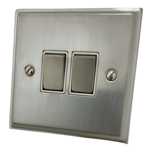 Deco Satin Chrome 2 Gang 2 Way Switch