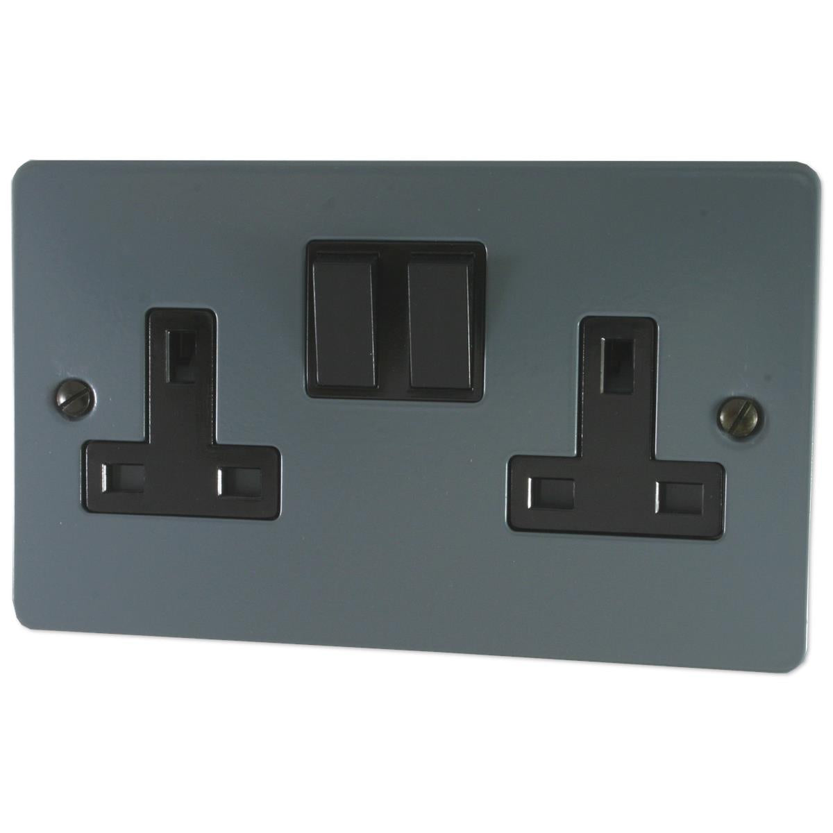 Flat Dark Grey  2 Gang Socket