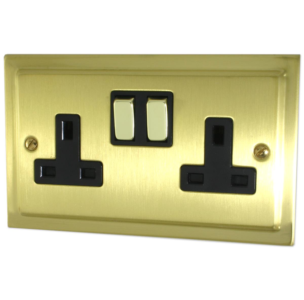 Trimline  Satin Brass  2 Gang Socket