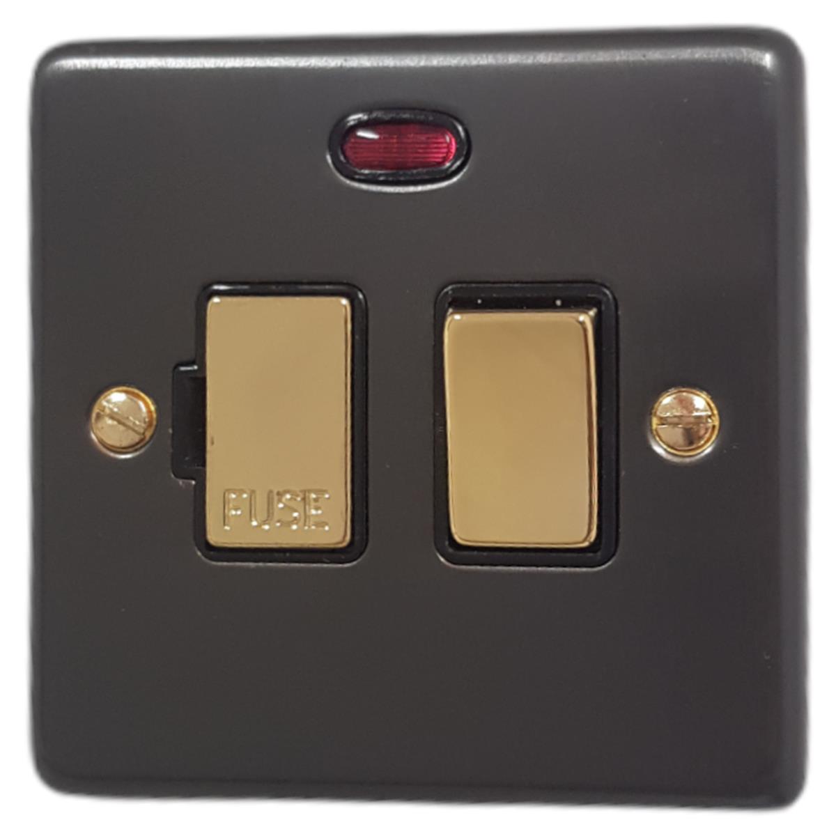 Contour Black Bronze Switched Fuse Spur with Neon (Black Insert/ Brass Switch)