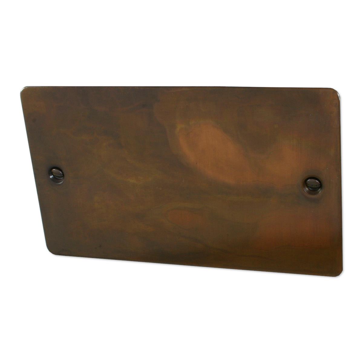 Flat Tarnished Copper 2 Gang Blank Plate