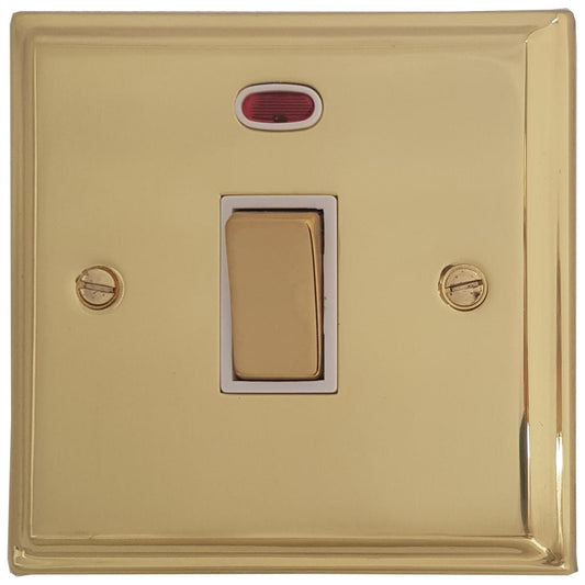 Deco Polished Brass 20 Amp Dp Switch & Neon