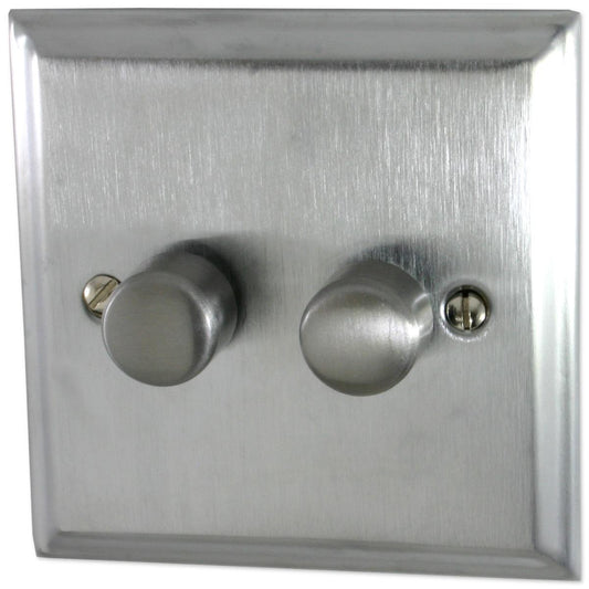 Deco Satin Chrome 2 Gang 400W Dimmer