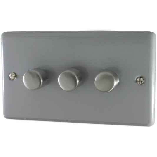 Contour Light Grey 3 Gang 400W Dimmer