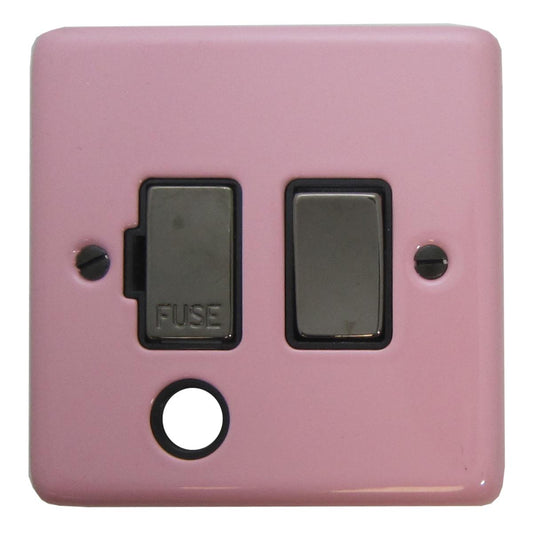 Contour Gloss Pink Switched Fused Spur with Flex Outlet (Black Nickel Switch)