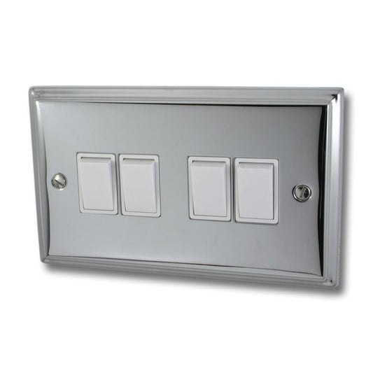 Deco Polished Chrome 4 Gang 2 Way Switch