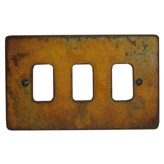 Flat Rust 3 Gang Grid Plate