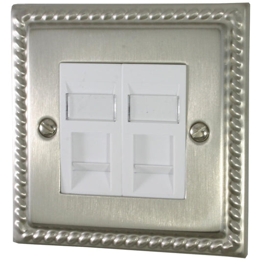 Monarch Satin Nickel 2 Gang Rj45 Socket