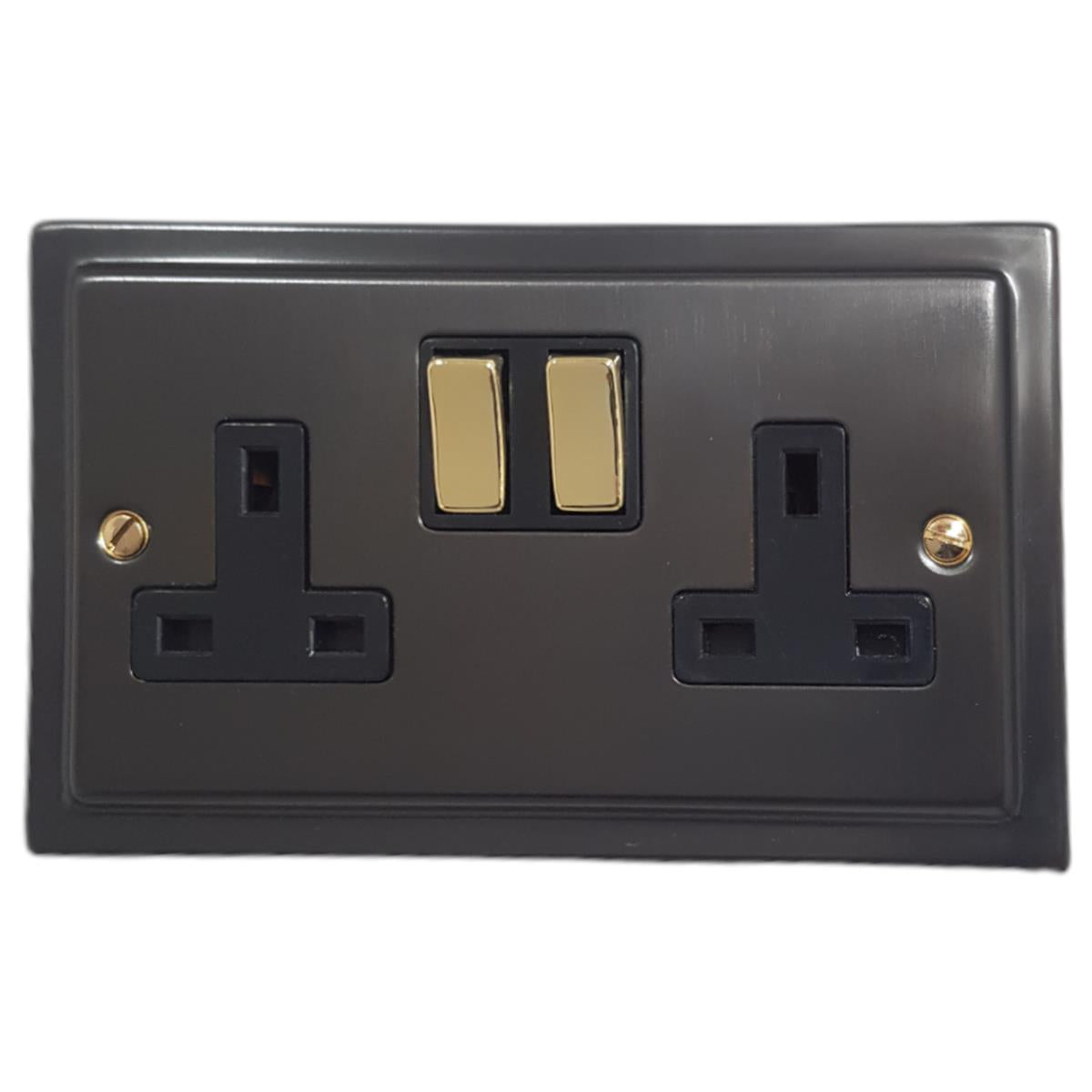 Trimline  Black Bronze 2 Gang Socket