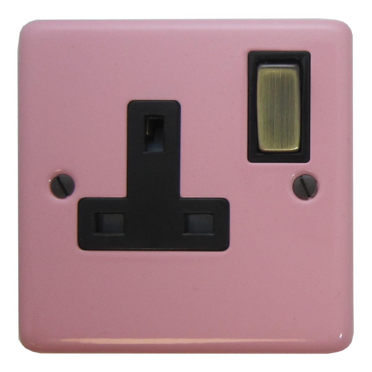 Contour Gloss Pink 1 Gang Socket (Antique Brass Switch)