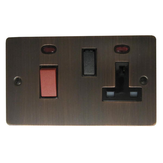 Flat Antique Copper 45 Amp Switch & Socket