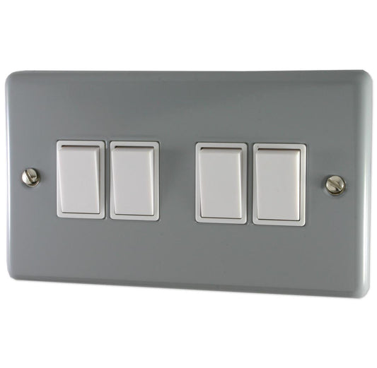 Contour Light Grey 4 Gang 2 Way Switch