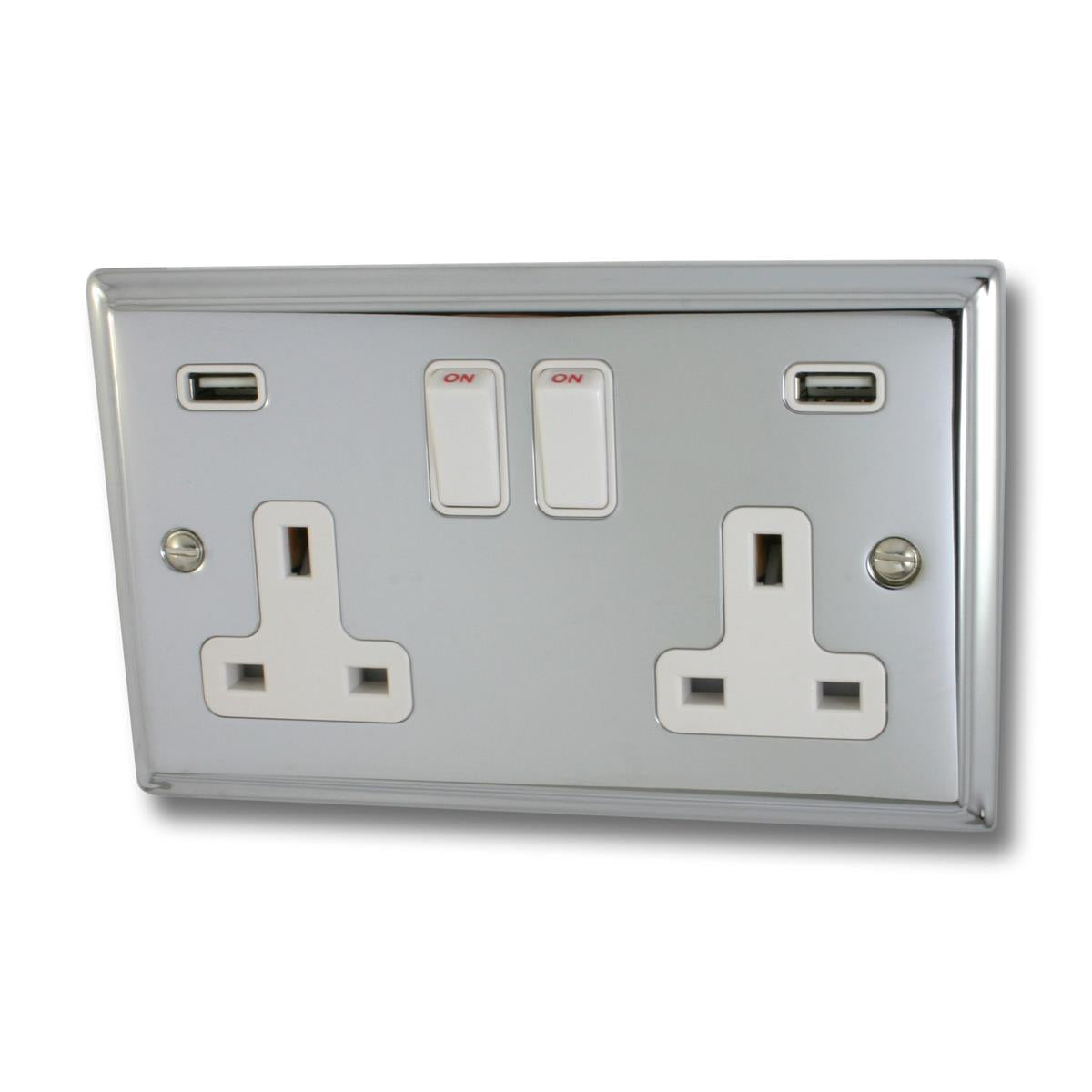 Deco Polished Chrome 2 Gang Usb Socket