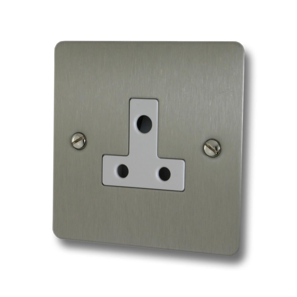 Flat Brushed Steel 5 Amp Socket