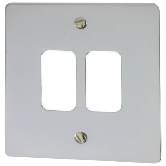 Flat Polished Chrome 2 Gang Grid Plate