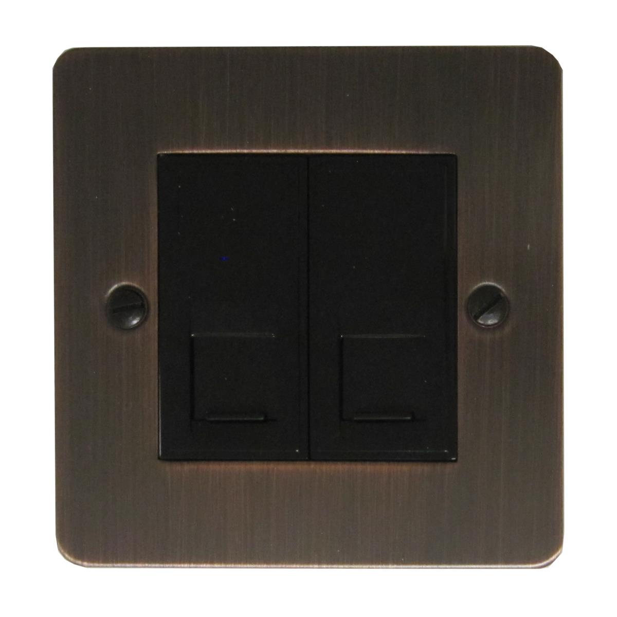 Flat Antique Copper 2 Gang Rj45 Socket