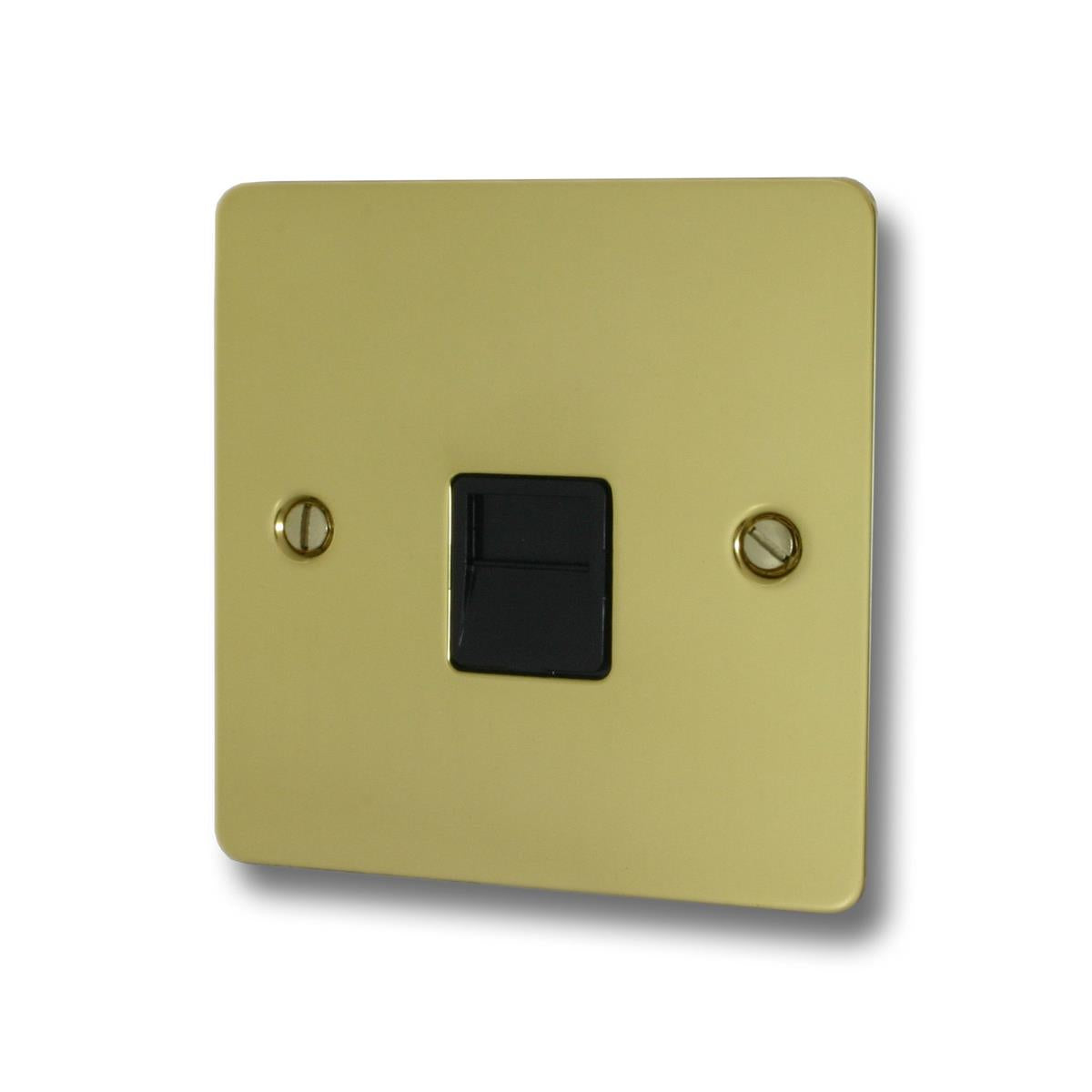 Flat Polished Brass Telephone Primary Socket (Black Insert)