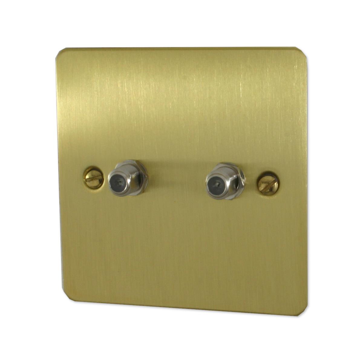 Flat Satin Brass 2 Gang Satellite Point