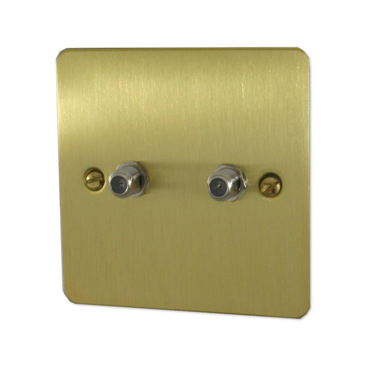 Flat Satin Brass 2 Gang Satellite Point