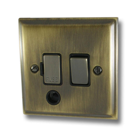 Deco Antique Brass Switch Fuse Spur with Flex Outlet (Brass Switch)