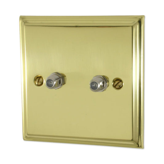 Deco Polished Brass 2 Gang Satellite Point