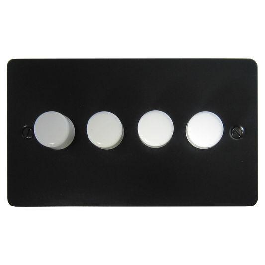 Flat Black 4 Gang LED Dimmer (White Caps)