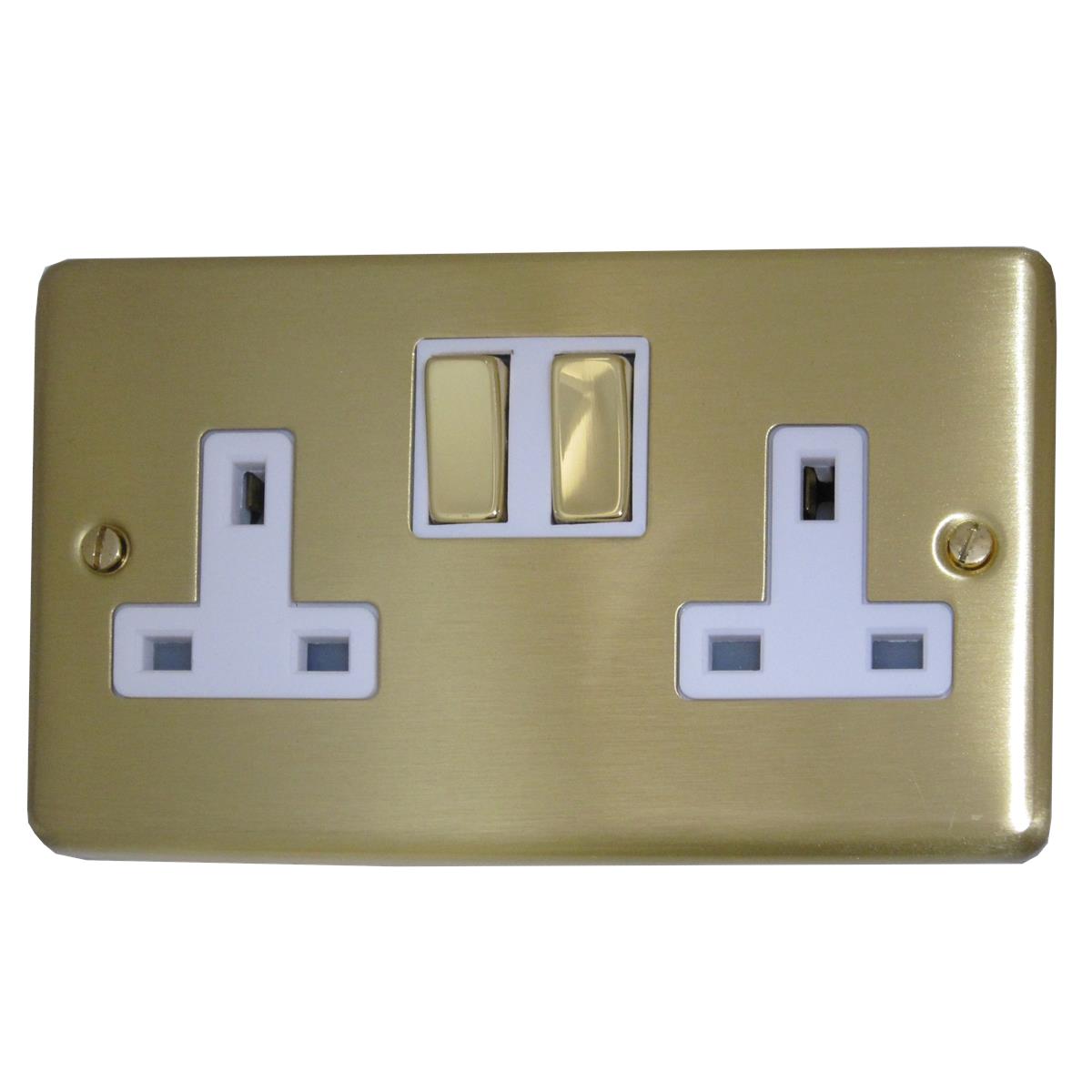 Contour  Satin Brass  2 Gang Socket