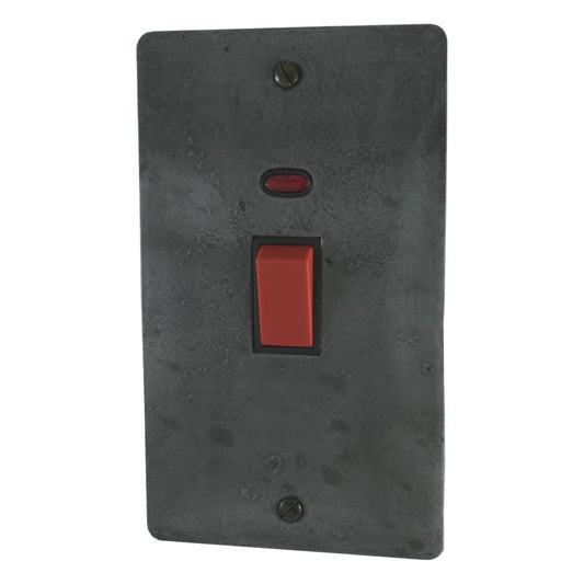 Flat Rustic Pewter 45A Dp Switch + Neon L/Plate