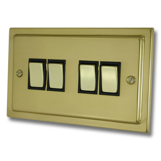 Trimline Polished Brass 4 Gang 2 Way Switch