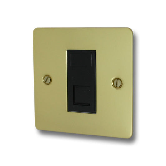 Flat Polished Brass 1 Gang Rj45 Socket