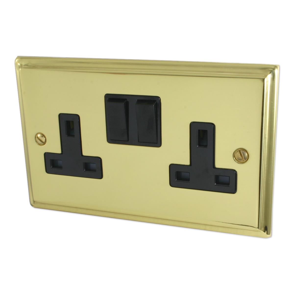 Deco  Polished Brass  2 Gang Socket