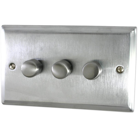 Deco Satin Chrome 3 Gang 400W Dimmer