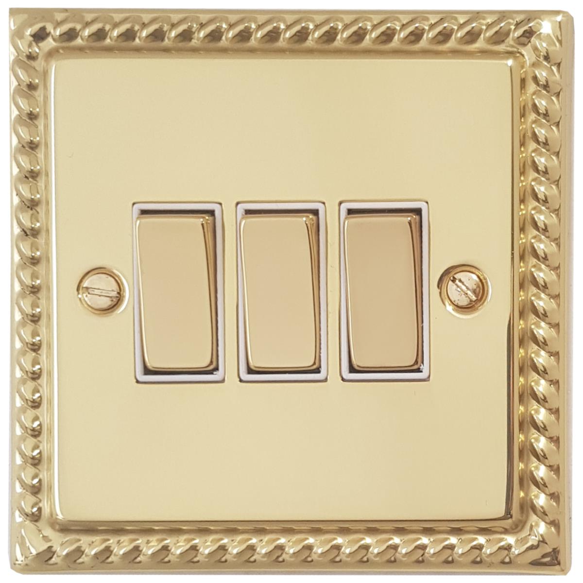 Monarch Polished Brass 3 Gang 2 Way Switch