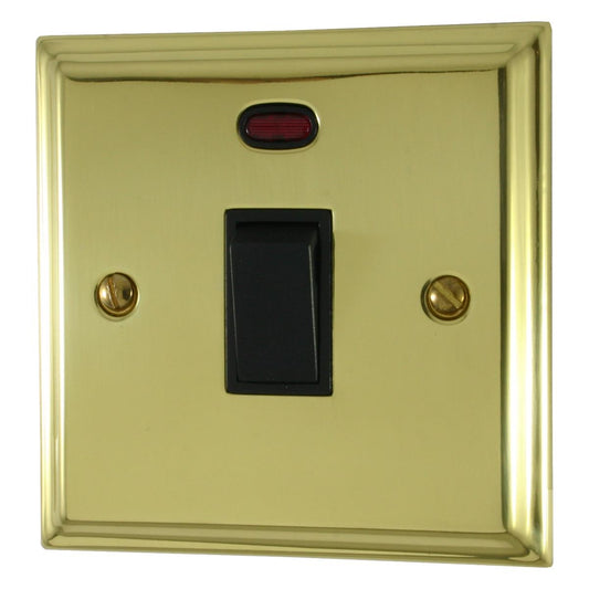 Deco Polished Brass 20A.Dp.Switch & Neon