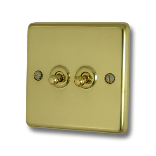 Contour Polished Brass 2  Gang Toggle Switch