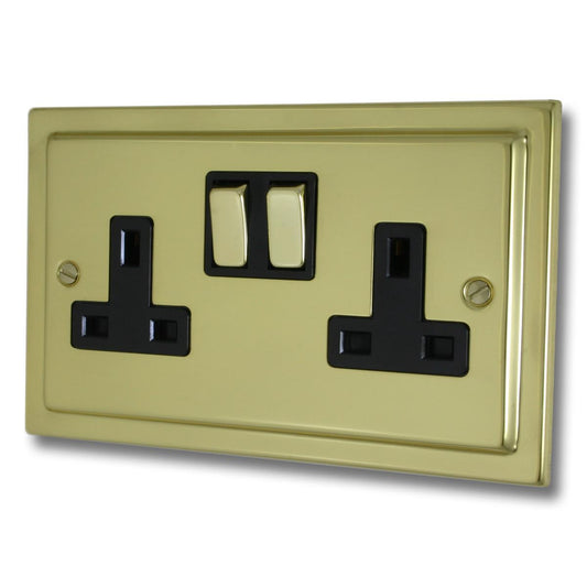 Trimline  Polished Brass  2 Gang Socket