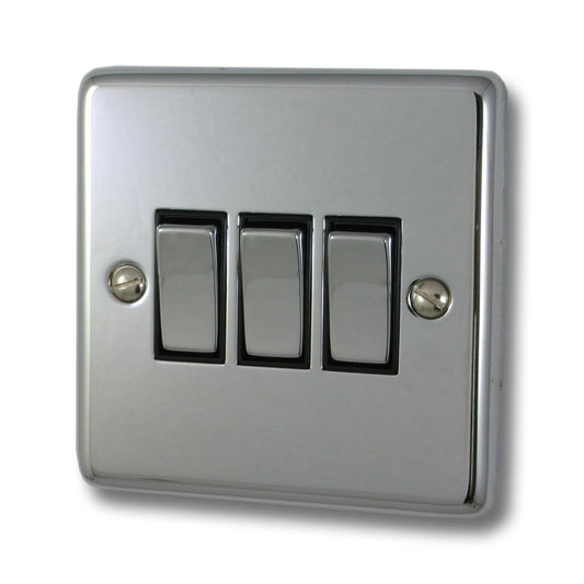 Contour Polished Chrome 3 Gang 2 Way Switch