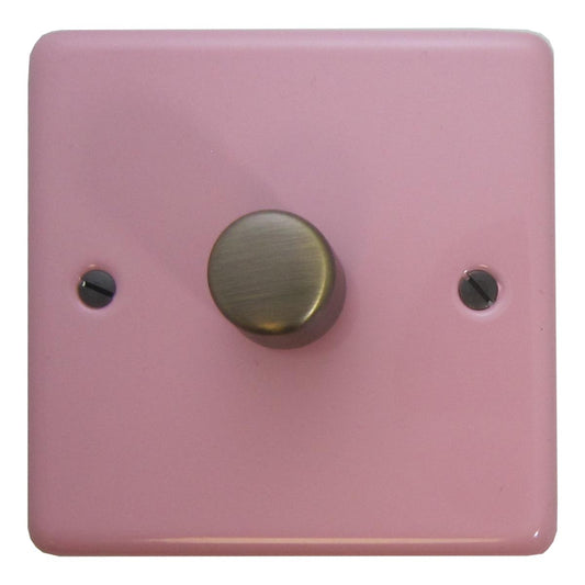 Contour Gloss Pink 1 Gang LED Dimmer (Antique Brass Cap)