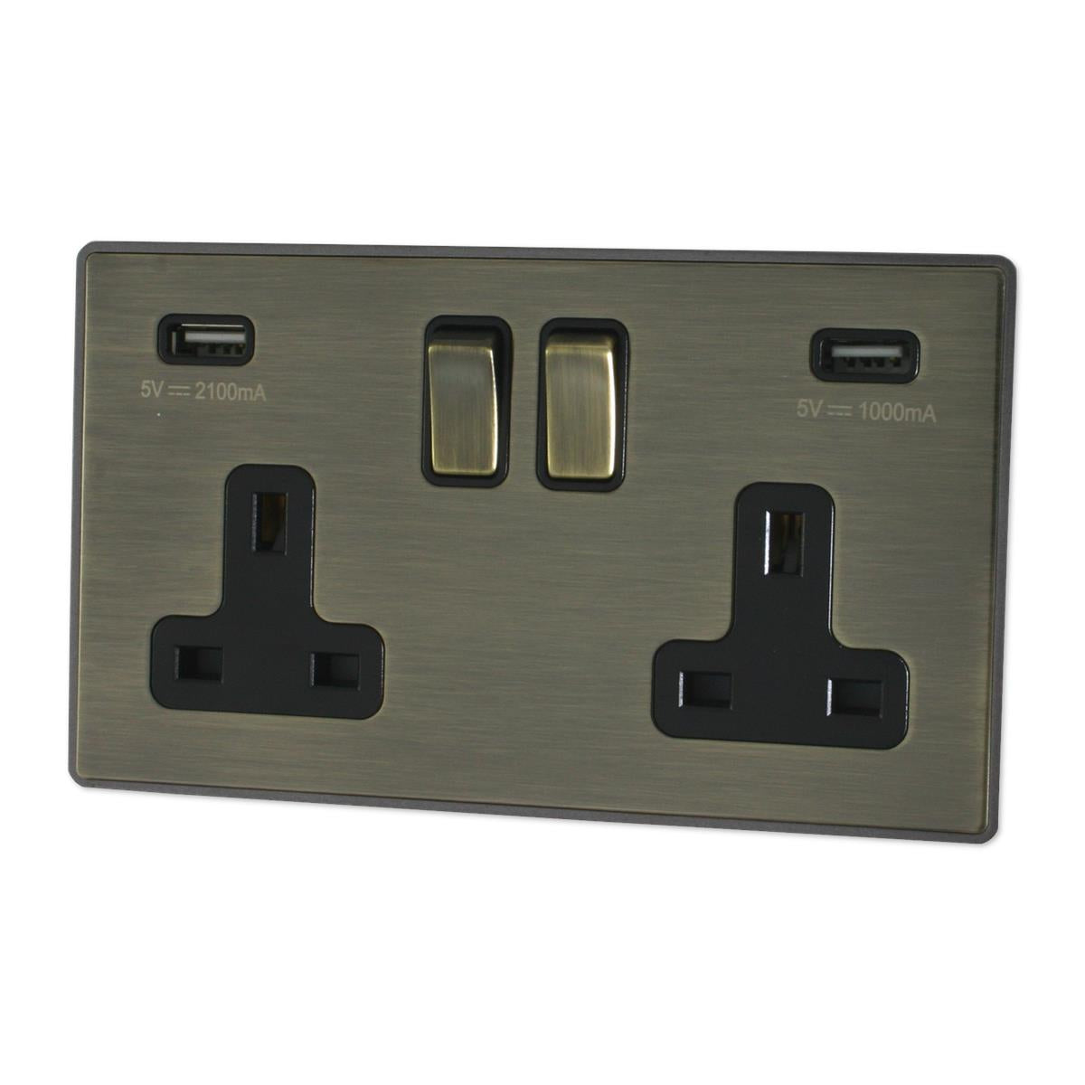 Lexus Antique Brass 2 Gang Socket C/W Usb