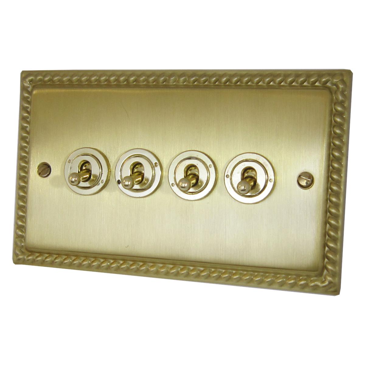 Monarch Satin Brass 4 Gang Grid Toggle Plate