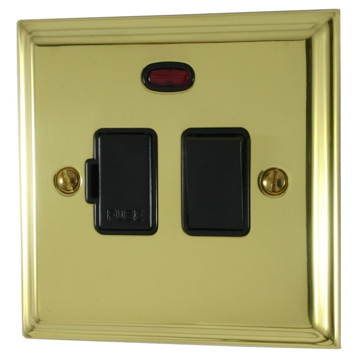 Deco Polished Brass Switch Fused Spur & Neon