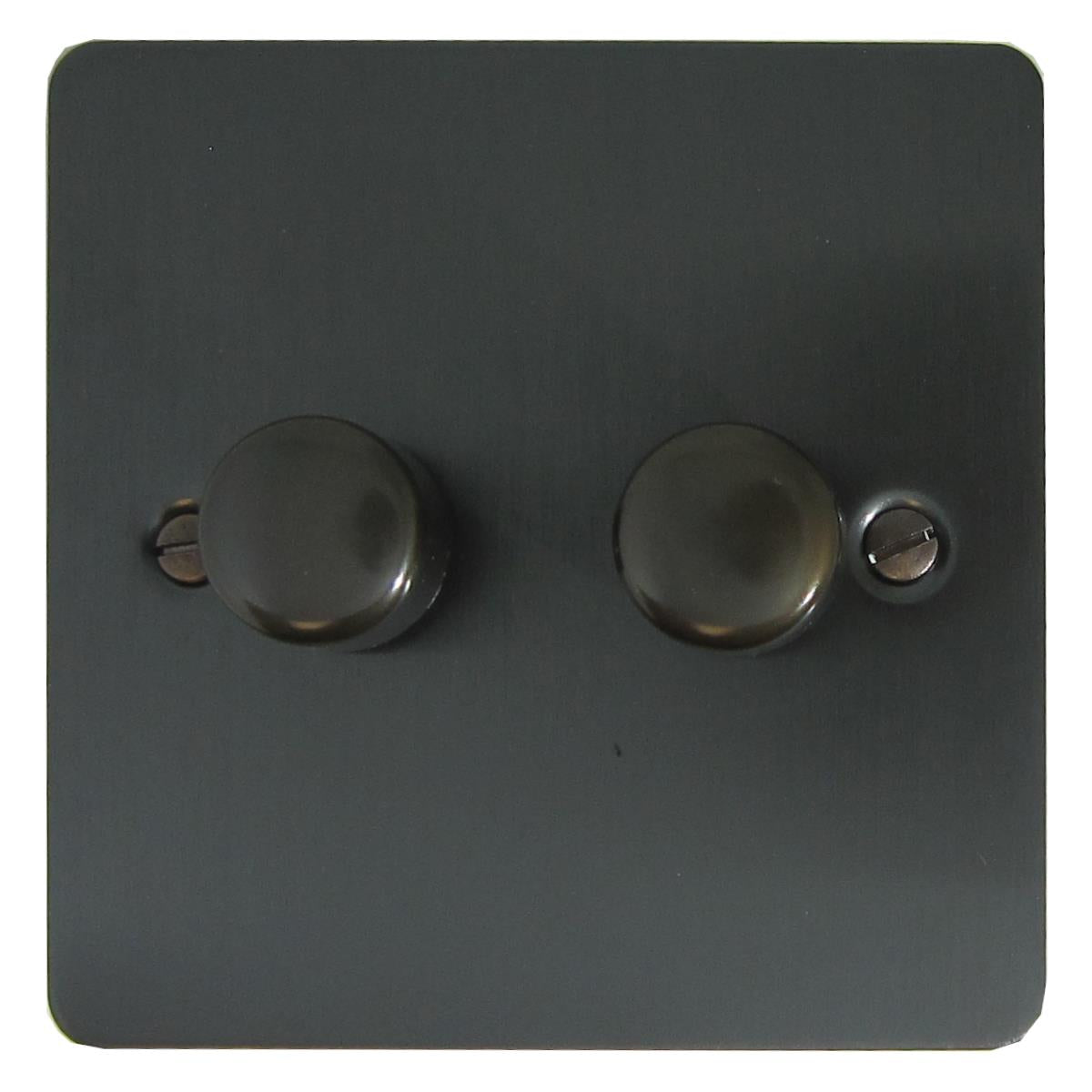 Flat Black Bronze 2 Gang LED Dimmer